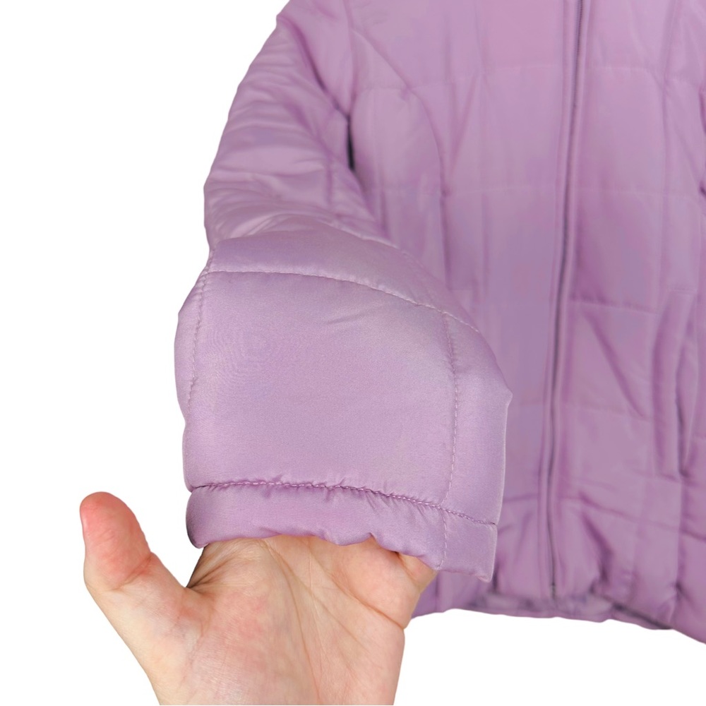 New York Co. Soft Quilted Lightweight Zip Up Hooded Puffer Jacket Lilac Purple M - Picture 6 of 9